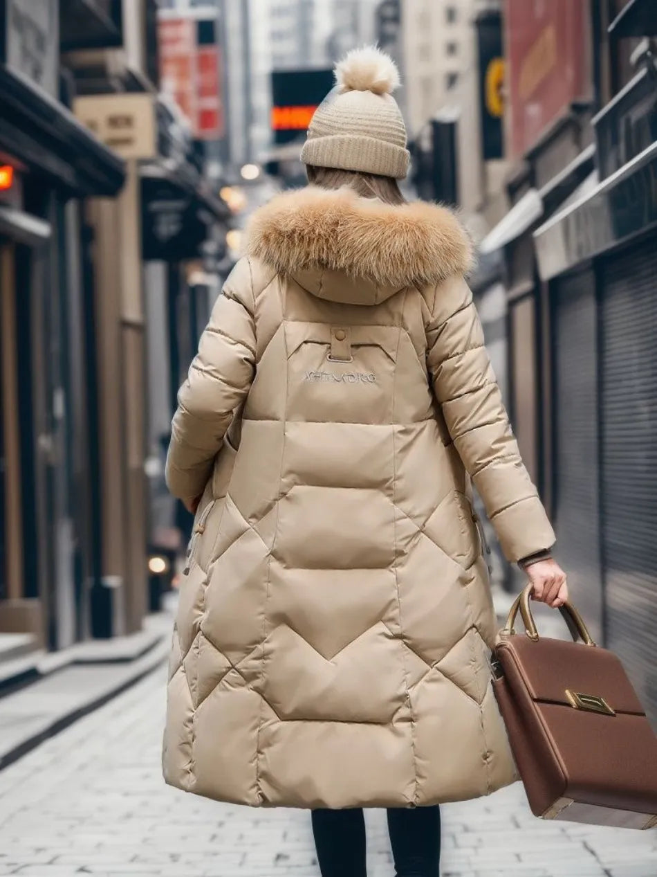 Milna | Warme winterjas voor dames met bontkraag – Lange geïsoleerde jas, waterafstotend
