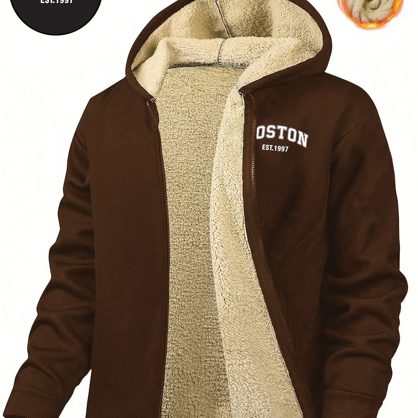 Zayden | Heren fleece gevoerde hoodie met ritssluiting – Casual hoodie met letterprint