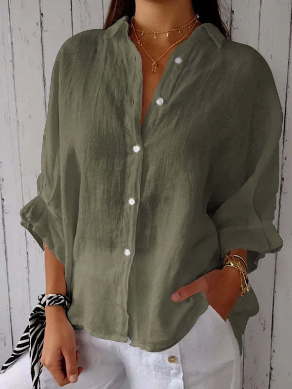 Halldora | Blouse met strikceintuur op de rug - Elegante top met lange mouwen