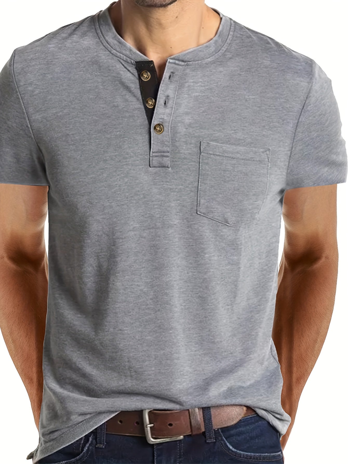 Ewald | Klassiek Henley Overhemd voor heren - Korte Mouwen, Trendy & Comfortabel voor Dagelijks Dragen