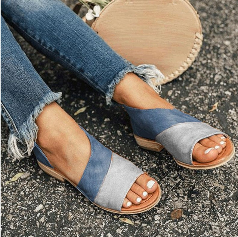 Strivana | Leren sandalen met open teen - Lage blokhak, chique zomer dress sandalen