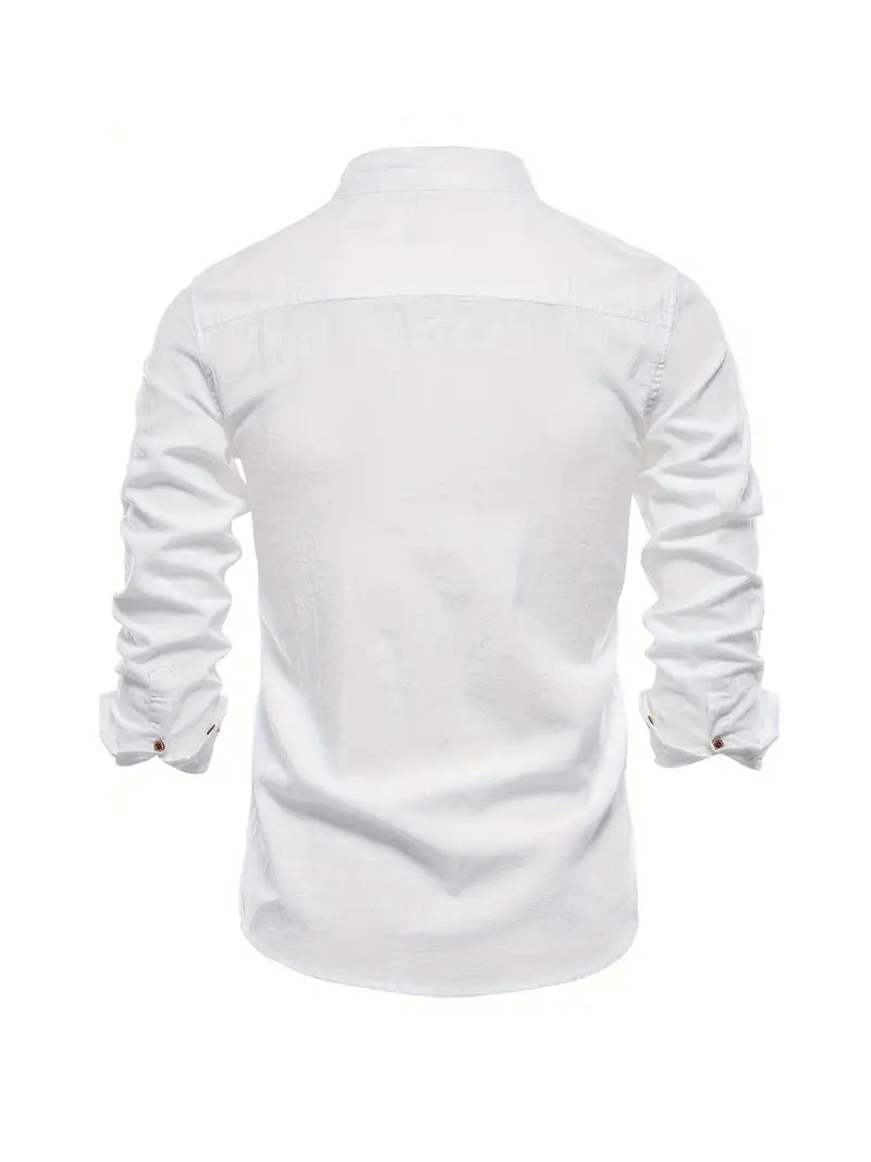 Ottokar | Klassiek herenoverhemd met staande kraag en knoopsluiting - lange mouwen, casual, slim fit