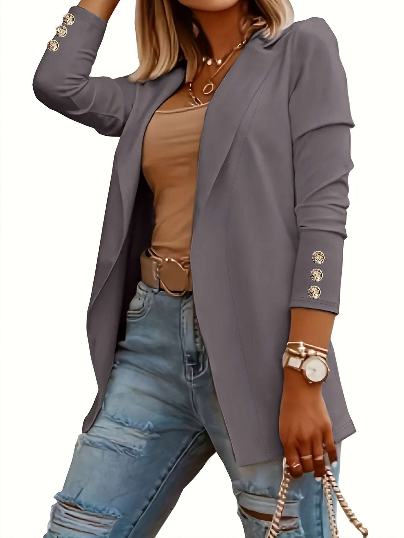 Albina | Blazerjasje met open voorkant voor dames - Casual Elegante werkkleding