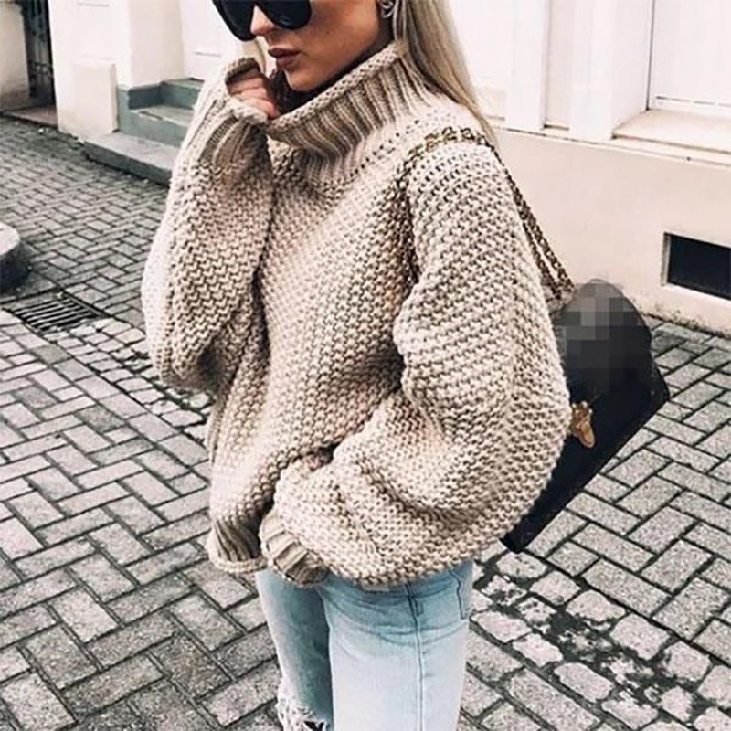 Ronja | Oversized grof gebreide coltrui voor dames – Warme wintertrui, comfortabele gebreide trui