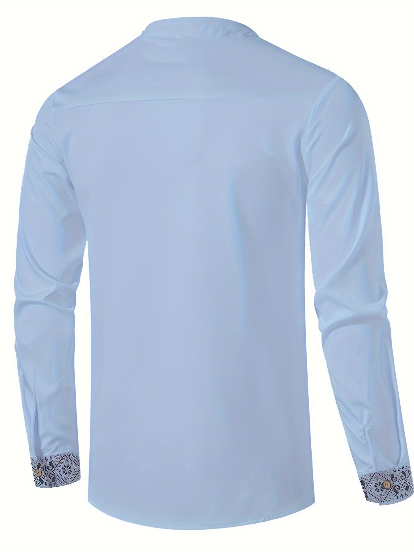 Valdemar | Heren Henley Overhemd met lange mouwen - Geometrisch patroon, Staande kraag