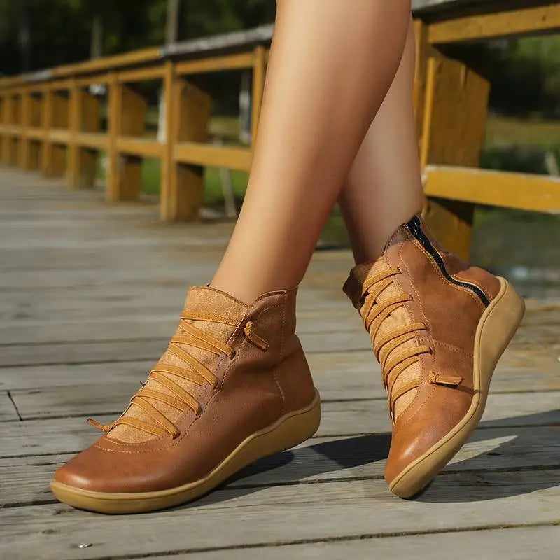 Velessa | Orthopedische lederen enkellaarzen voor dames - Premium comfort, voetplaatondersteuning