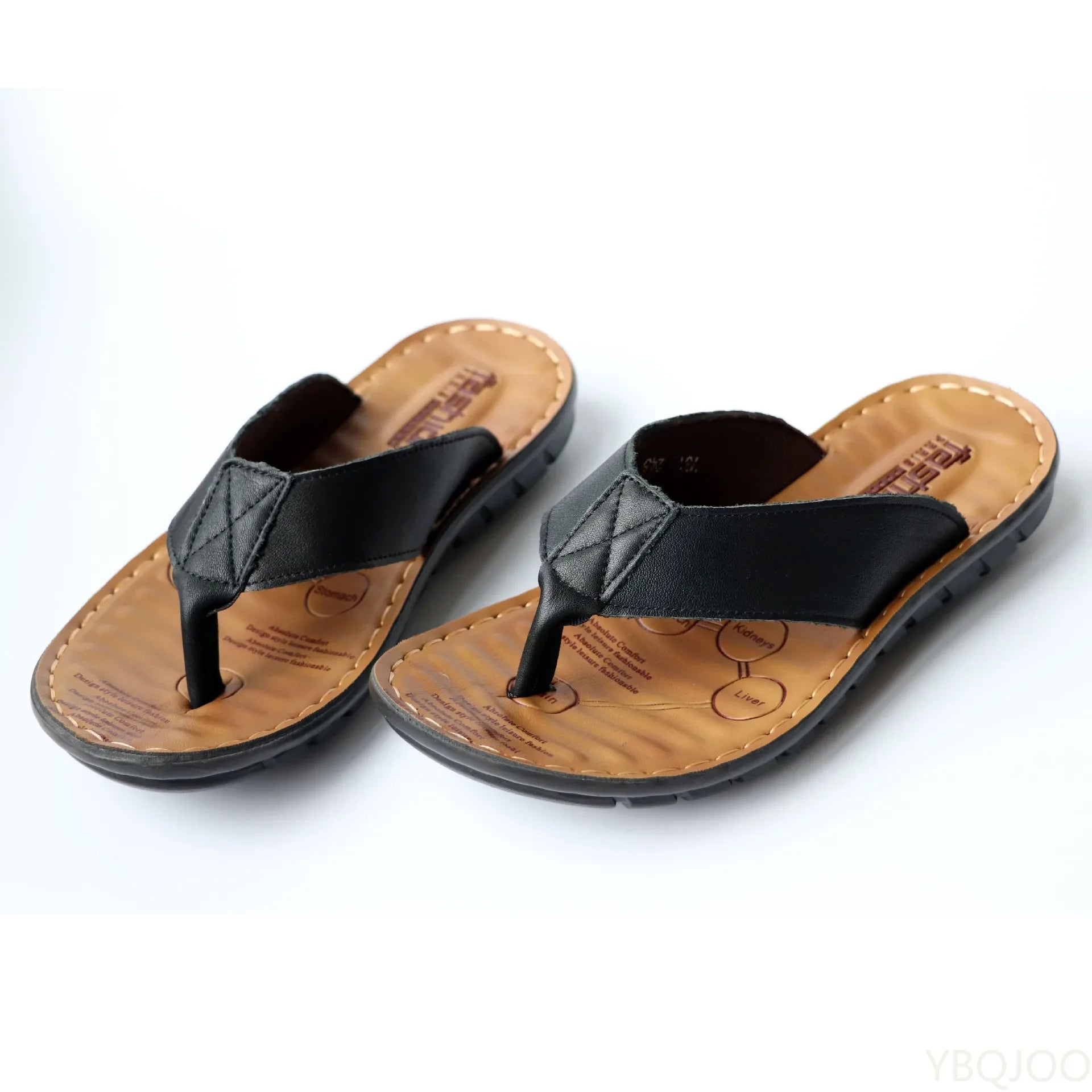UrbanSlip | Leren herenslippers - open teen slippers, casual schoenen