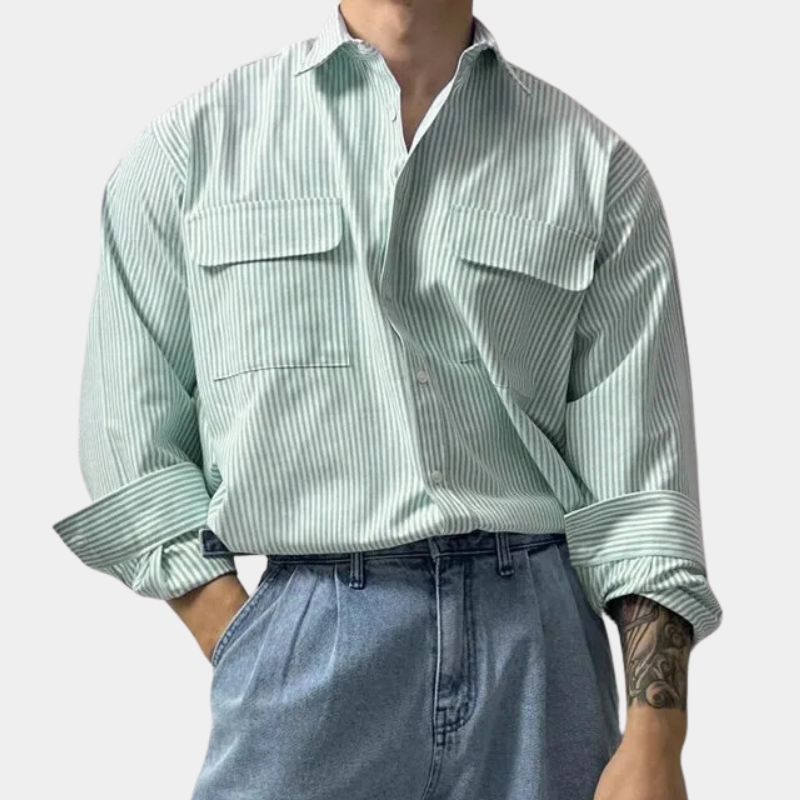 Carvin | Oversized herenoverhemd met krijtstreep – Casual en formeel overhemd met lange mouwen