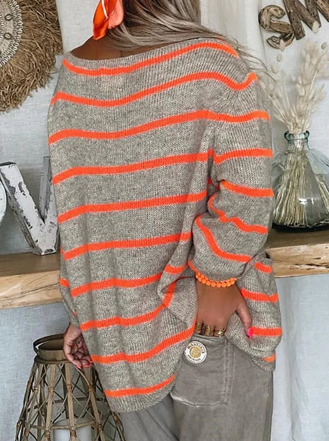 Sylareth | Gestreepte oversized trui - lange mouwen, casual herfst-winter outfit