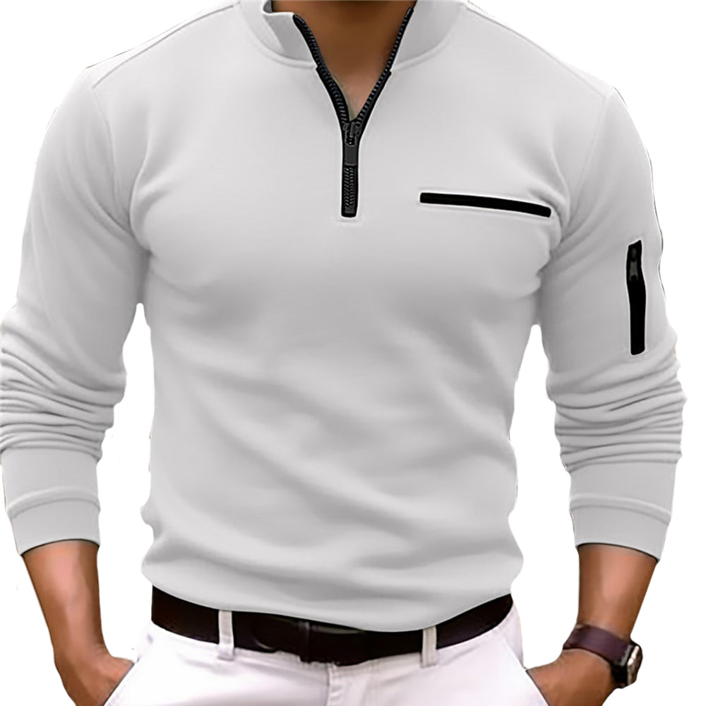 Sethan | Casual herenoverhemd met lange mouwen en ritskraag - Slim Fit, lichtgewicht, streetwearstijl