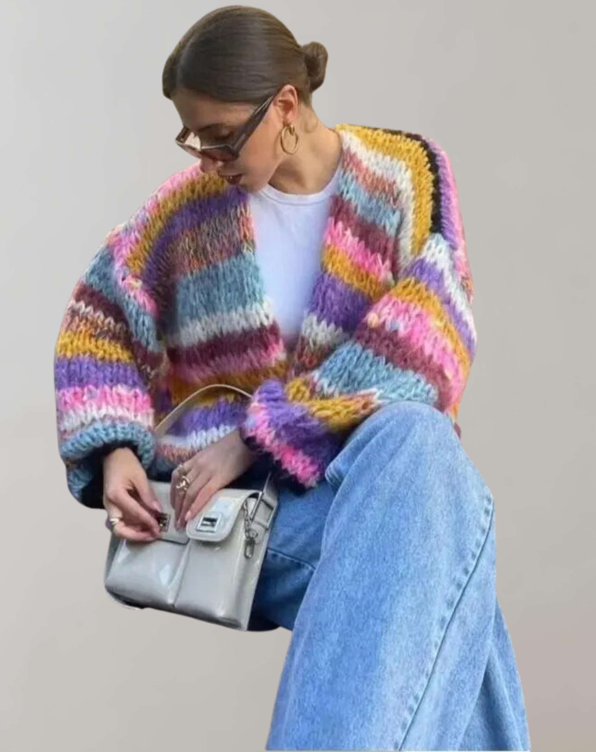 Verithae | Open gebreid damesvest - kleurrijke, gezellige, casual trui voor herfst en winter