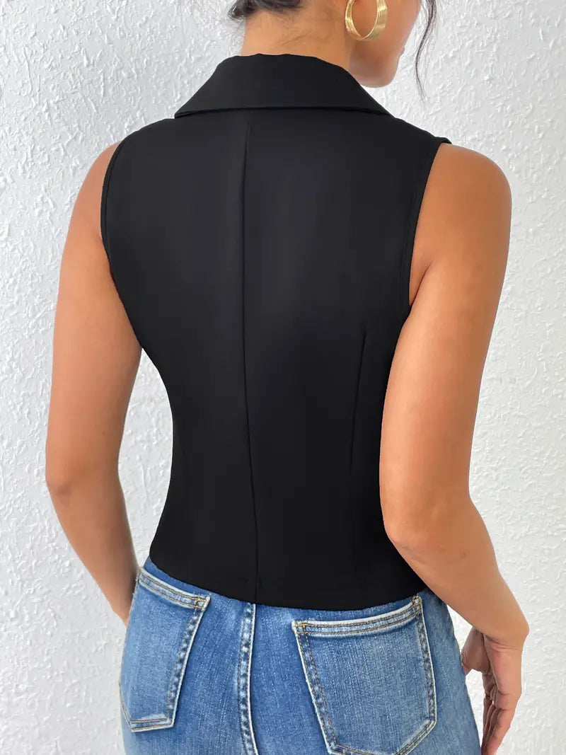 Ankica | Mouwloze Vestenblouse voor dames - Elegante Enkel-Geborste Getailleerde Waistcoat Top