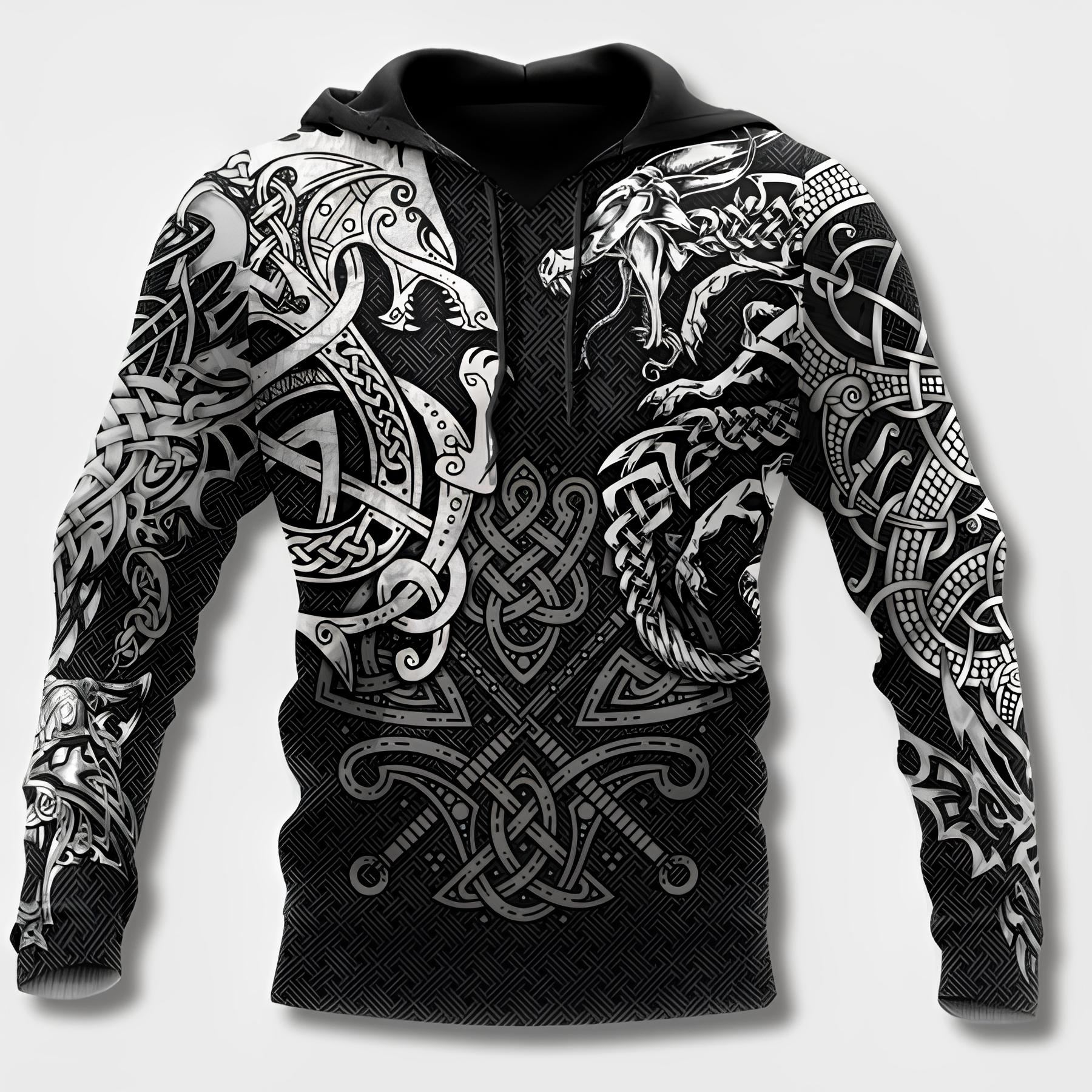 Jovanovic | Warrior Viking Tribal Hoodie voor heren – Sweatshirt met print, casual streetwear
