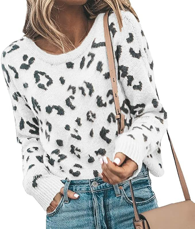 Amethia | Gebreide trui met luipaardprint voor dames - Zachte trui, Casual loose fit breigoed