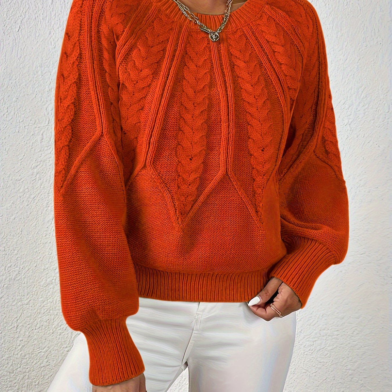 Kalyth | Dames Kabelgebreide Trui met Lantaarnmouwen – Elegante Gebreide Top voor Herfst en Winter