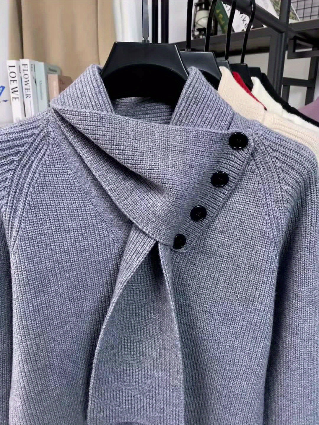 Drayke | Heren  V-hals gebreide trui  Pullover met lange mouwen en afneembare sjaalkraag