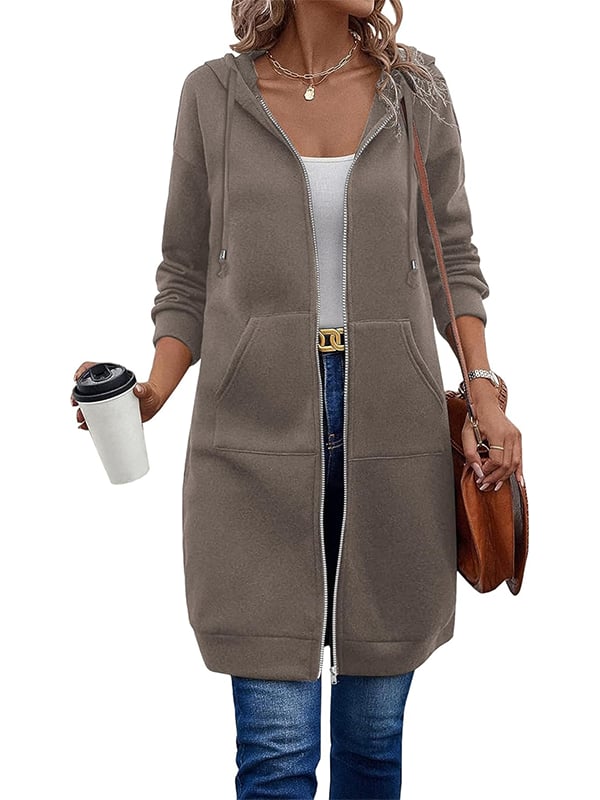 Nicolina | Lange damesjas met capuchon en ritssluiting – Warme, lichtgewicht, casual bovenkleding