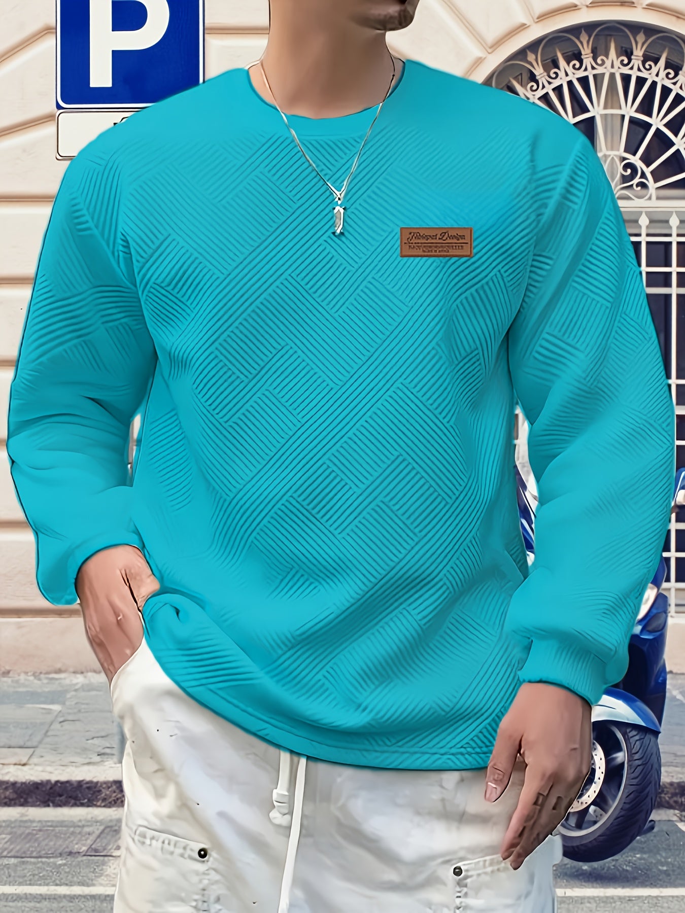 Eirikur | Zwaar geometrisch sweatshirt met ronde hals – Casual pullover, comfortabel in de herfst en winter