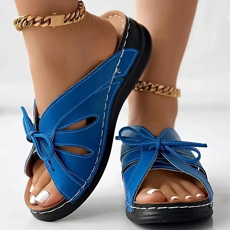 ChicSole | Orthopedische Leren Zomerslippers - Vrouwen met steun voor de voetboog Strik Sandalen