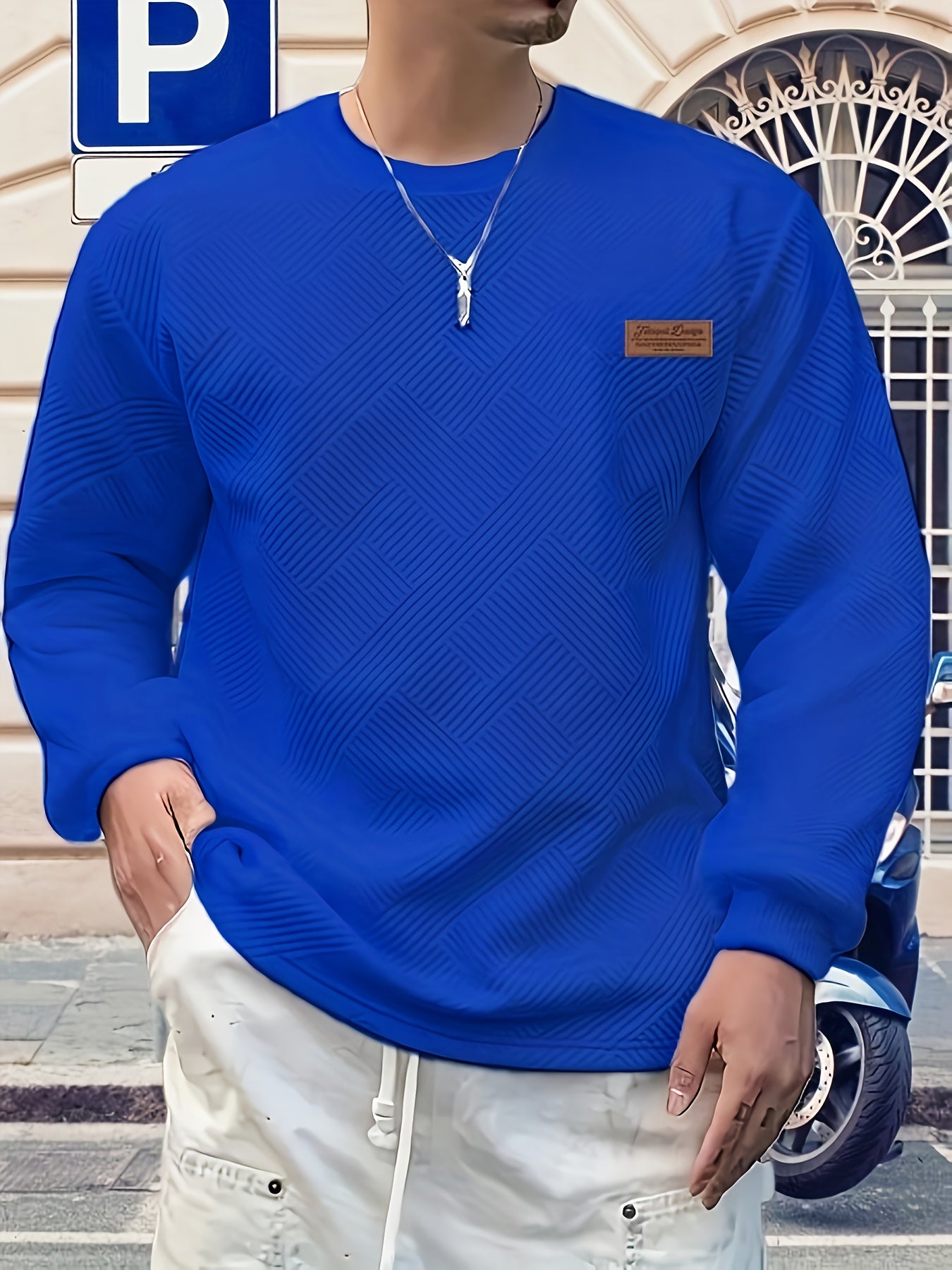Eirikur | Zwaar geometrisch sweatshirt met ronde hals – Casual pullover, comfortabel in de herfst en winter