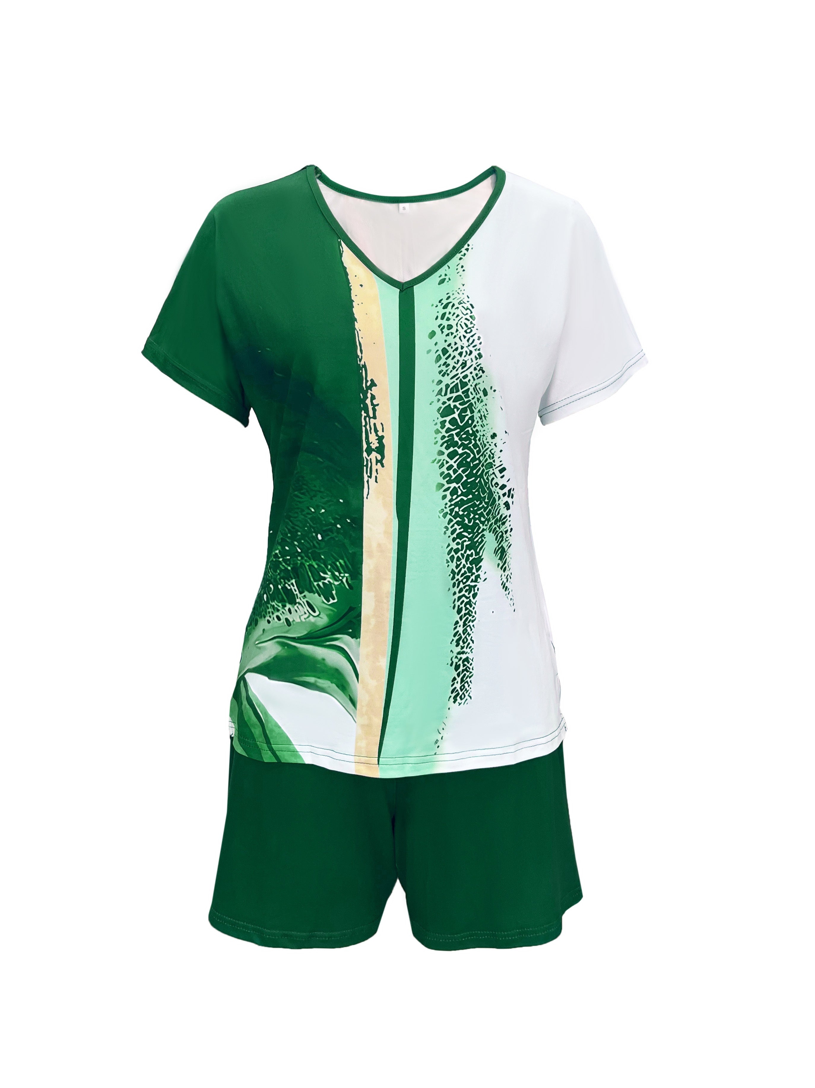 Oriana | V-neck Bohemian Floral Print Top & Drawstring Shorts 2-Piece Set for Women – Casual Retro Outfit