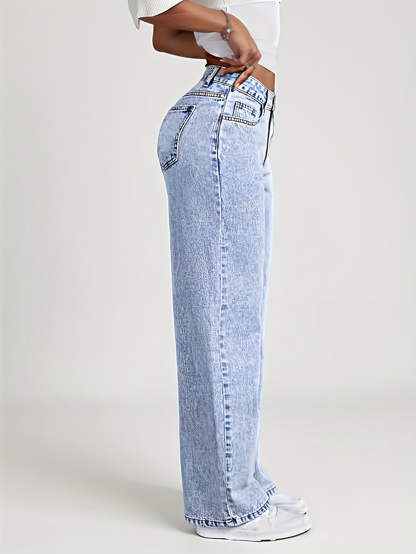 Sylvitha | Damesjeans met rechte pijpen en wijde pijpen – Losse pasvorm, comfortabele casual broek