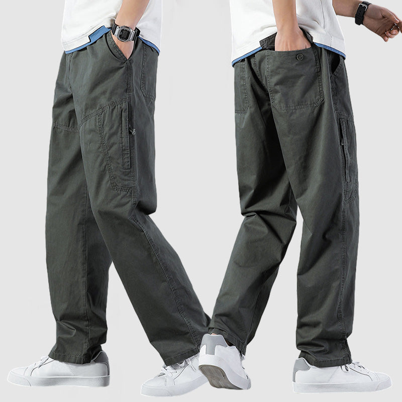Wiktor | Heren cargo broek met meerdere zakken, rechte pijpen, duurzame casual werkkleding