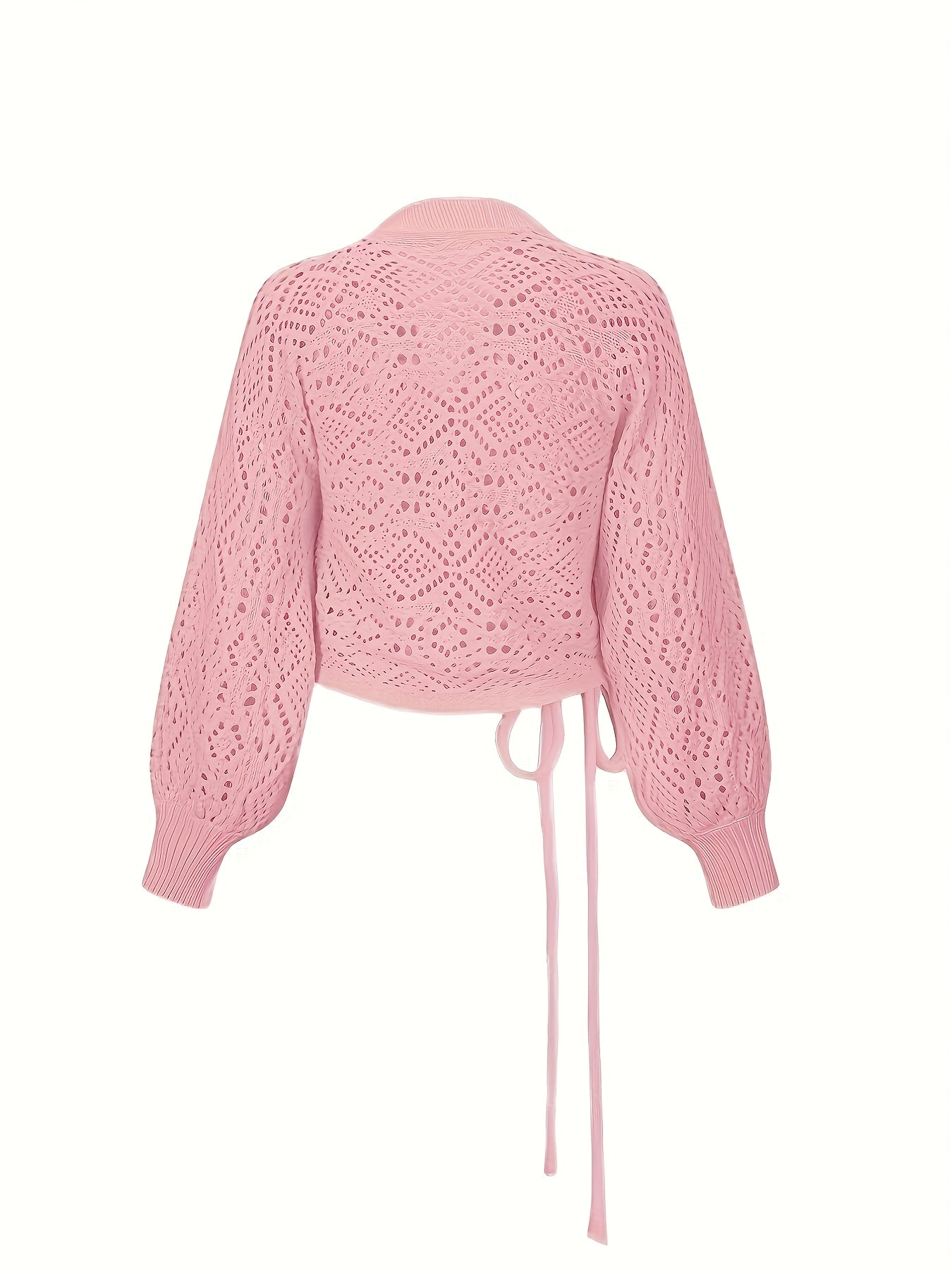 Quessira | Elegante V-hals trui met lantaarnmouwen – Halfdoorzichtige open voorkant, uitgesneden gebreide top