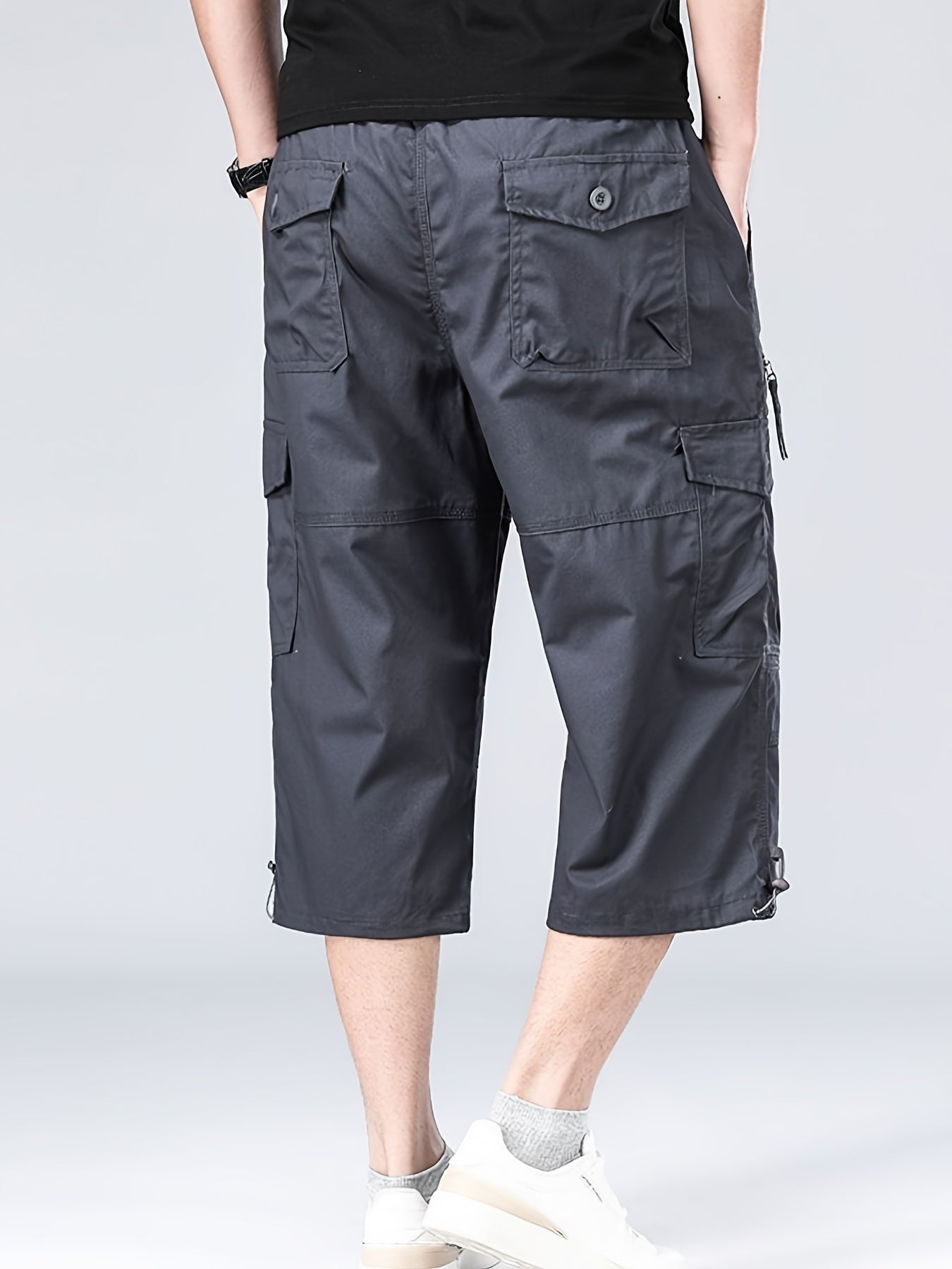 Zachaios | 3/4 Heren Retro Katoenen Cargo Shorts - Niet-rekbaar, Meerdere Zakken