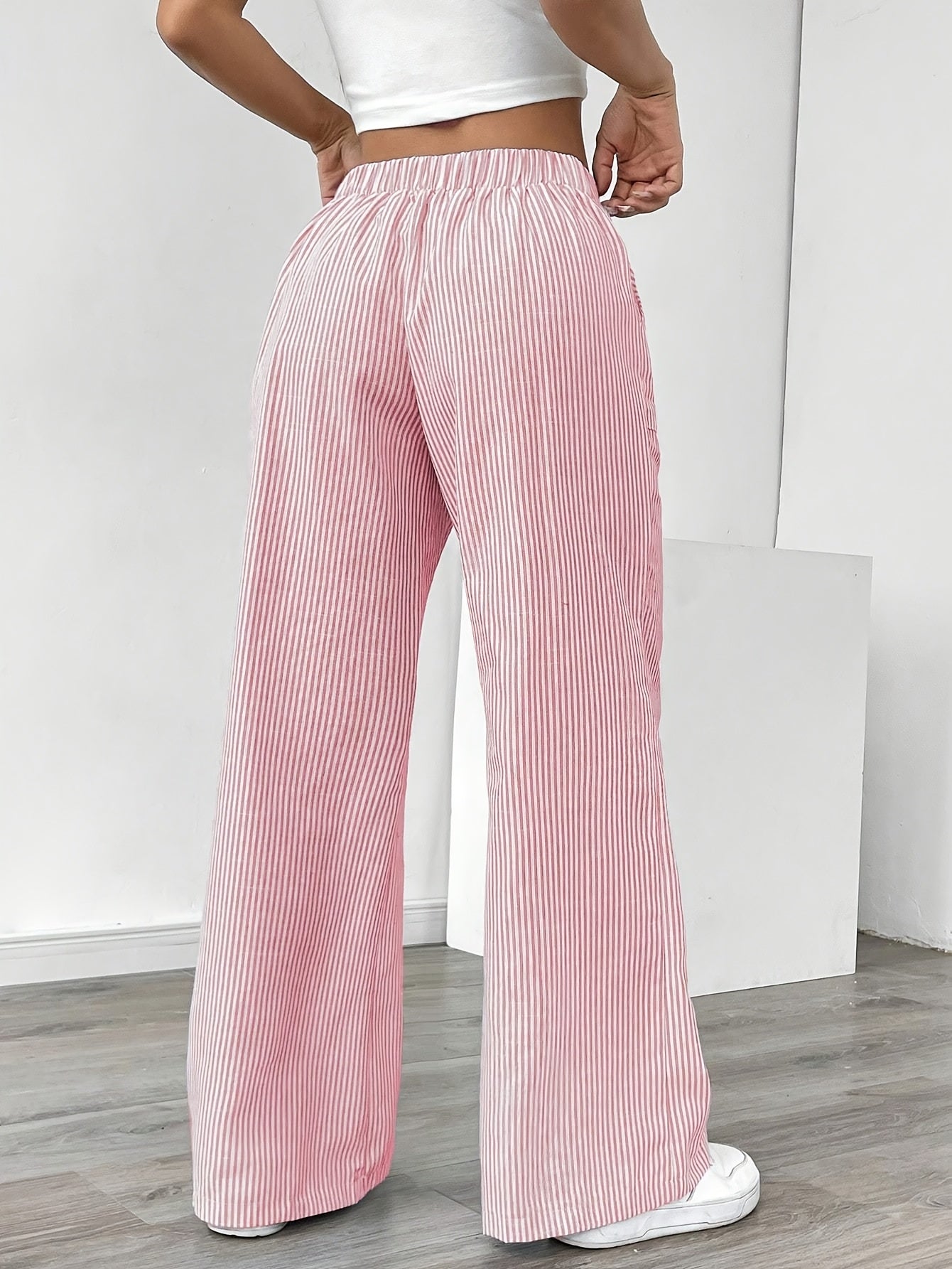 Faeryn | Casual Gestreepte Broek Wijde Pijpen - Losse Pasvorm Damesbroek voor Comfort & Stijl