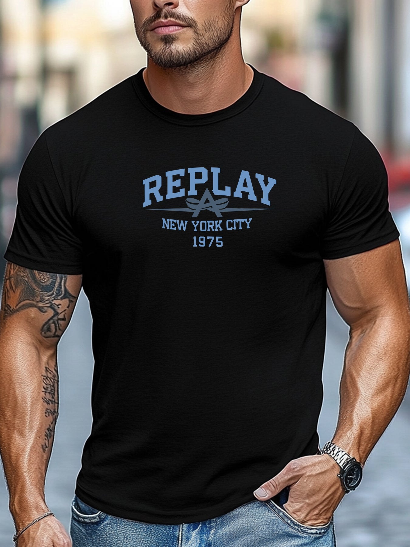 Tybalt | Heren 1975 Retro Grafisch T-shirt - Zwart Casual Korte Mouw T-shirt, Lichtgewicht, Ademende Pasvorm