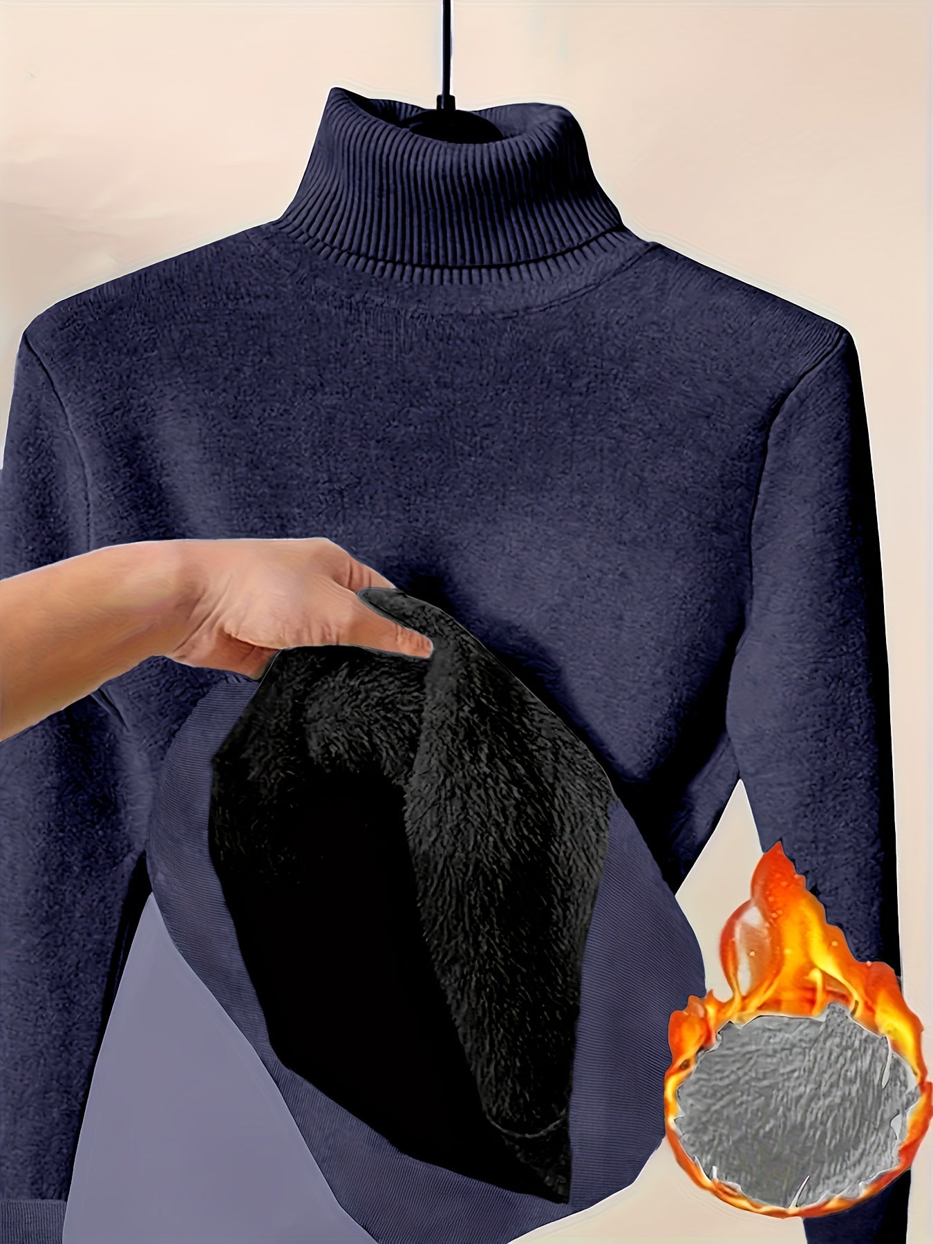 Dilon | Klassieke herentrui met hoge kraag – zachte, stretch fleece gevoerde wintertrui