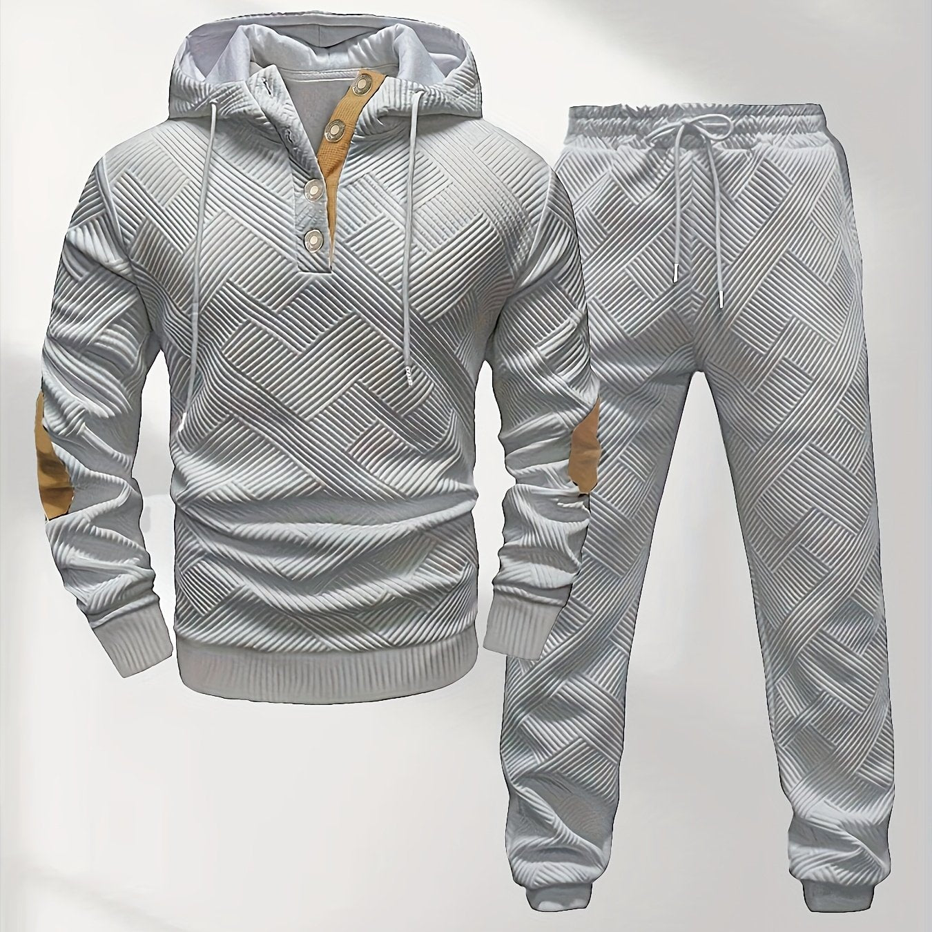 Petrus | Casual 2-delige gebreide jacquard hoodie en broek voor heren – Comfortabele modieuze sweatshirt en joggingpak