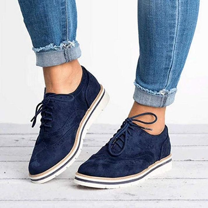 Vintrelle | Oxford geklede damesschoenen met vetersluiting - Klassieke leren brogues