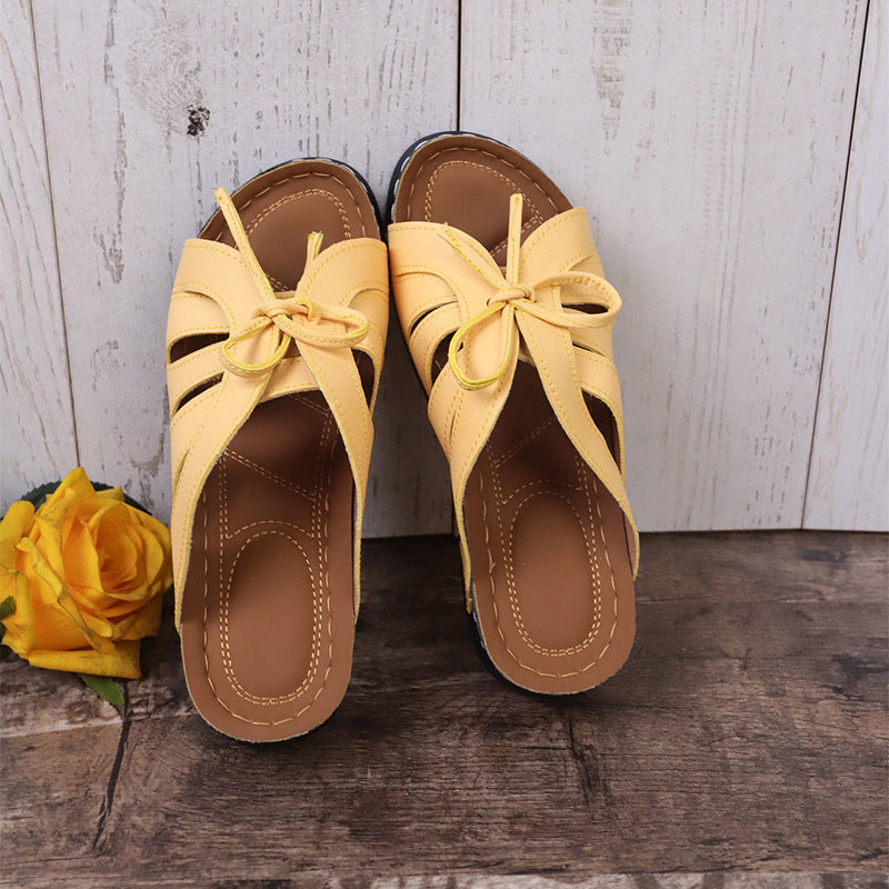 ChicSole | Orthopedische Leren Zomerslippers - Vrouwen met steun voor de voetboog Strik Sandalen