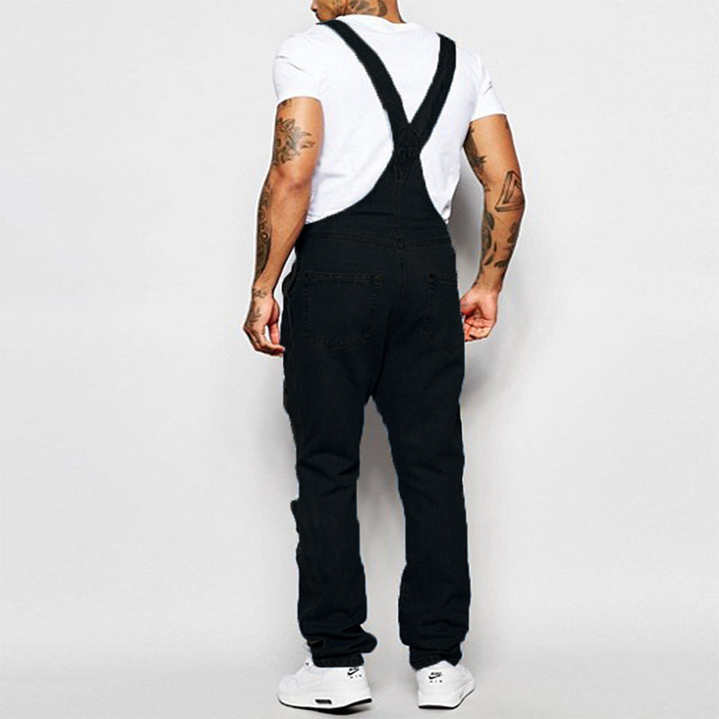 Thalion | Heren ripped denim overall - Casual loose-fit distressed jeans jumpsuit