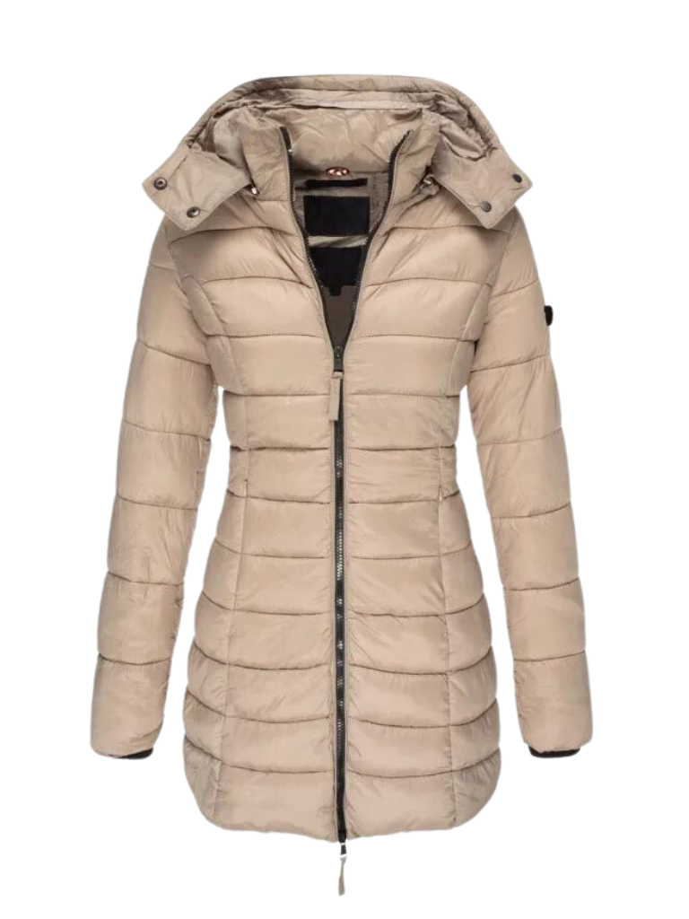 Lionna | Damesjas met capuchon en vormgevende pufferjas – Winterjas, gewatteerd en warm