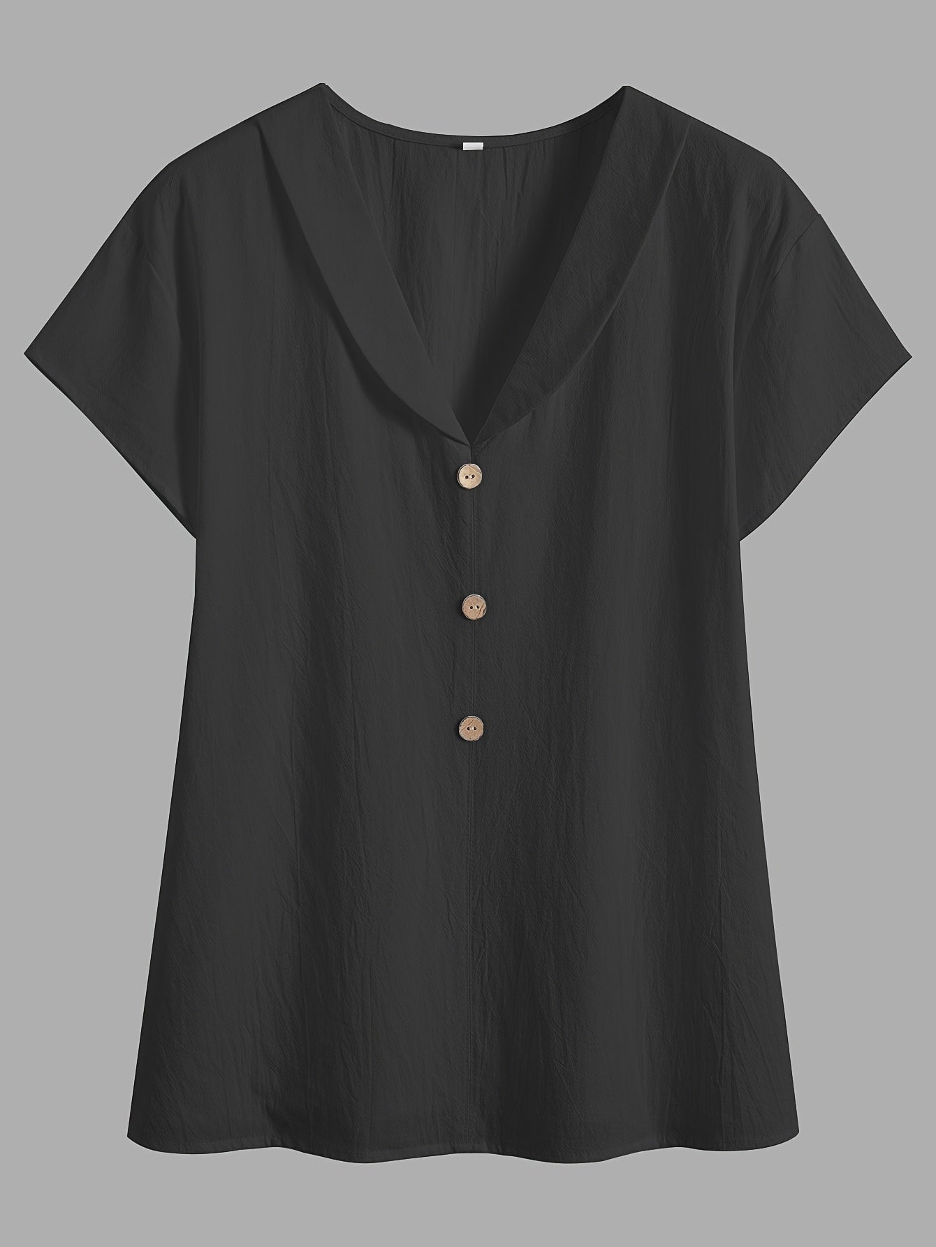 Thaelle | Damesblouse met V-hals en losse pasvorm – Casual top met korte mouwen en knoopsluiting aan de voorkant