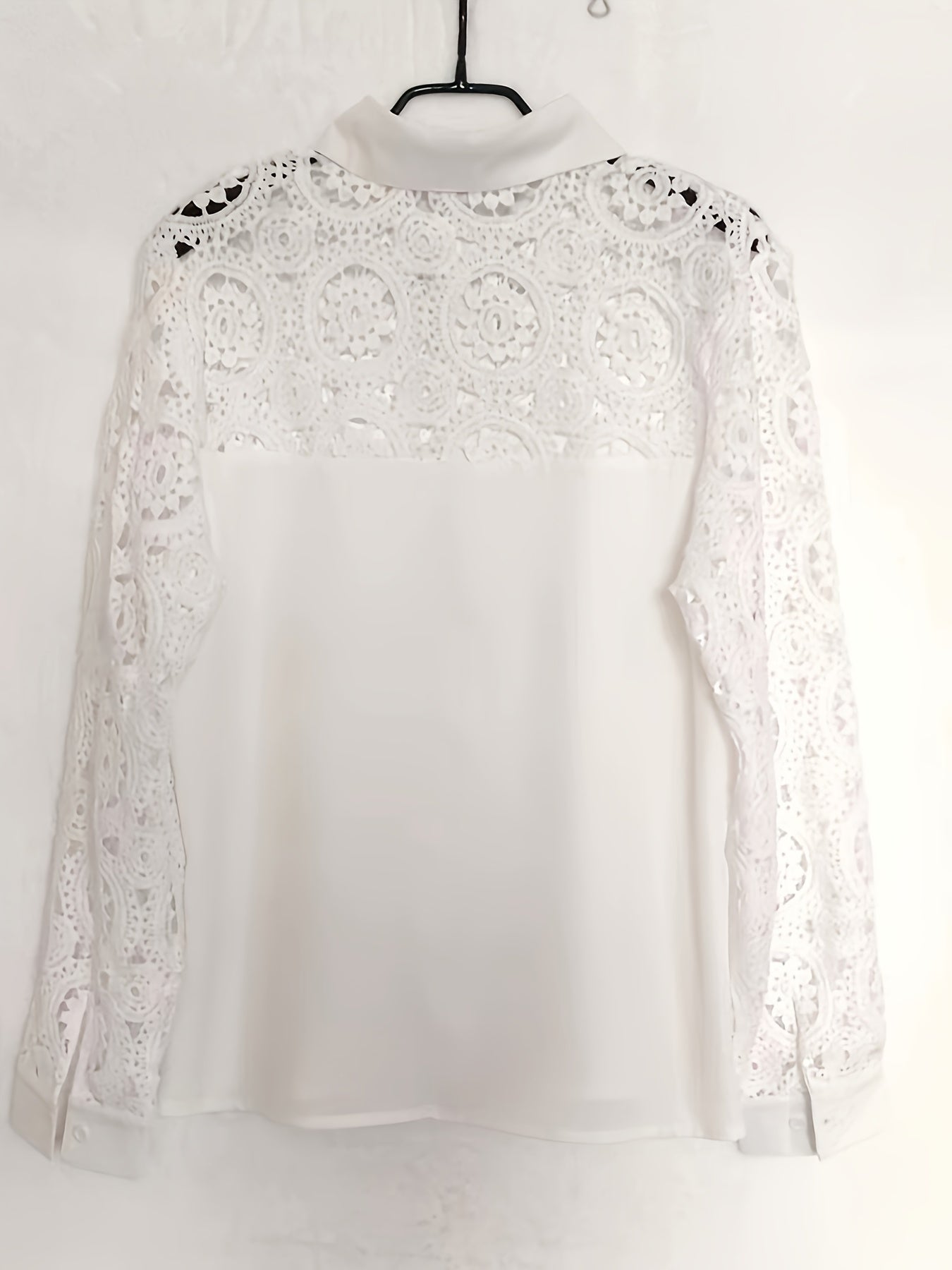 Zenaida | Kanten blouse met knoopsluiting, klassieke kraag en lange mouwen shirt voor vrouwen