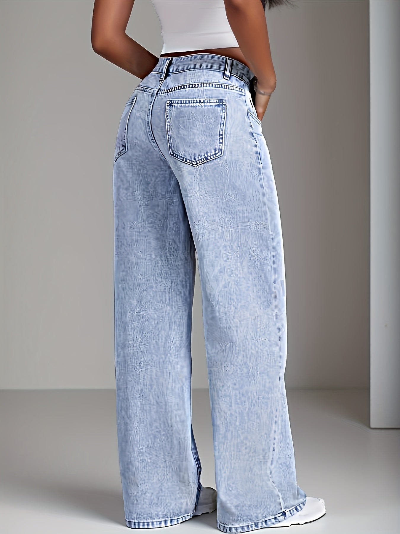 Sylvitha | Damesjeans met rechte pijpen en wijde pijpen – Losse pasvorm, comfortabele casual broek