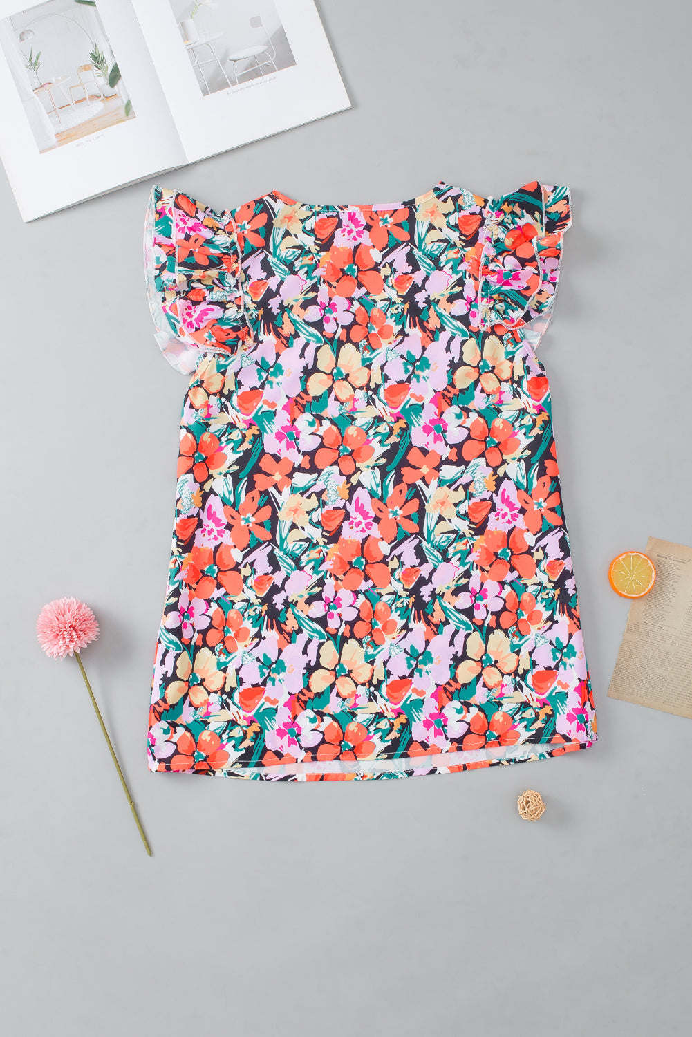 Marzena | Multicolour bloemenblouse met gerimpelde mouwen - Stijlvolle damestop