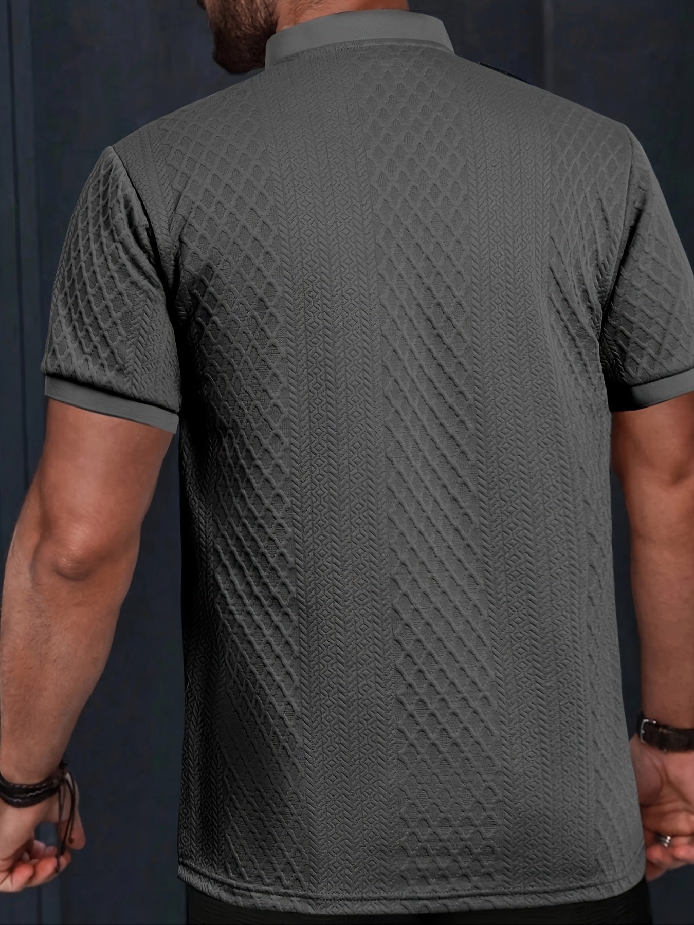 Damjan | Heren Casual Business Henley Poloshirt - Jacquard Kraag T-shirt