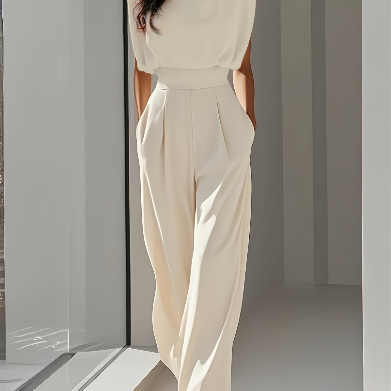 Yoselin | Mouwloze Jumpsuit met wijde pijpen voor dames - Elegant eendelig broekpak