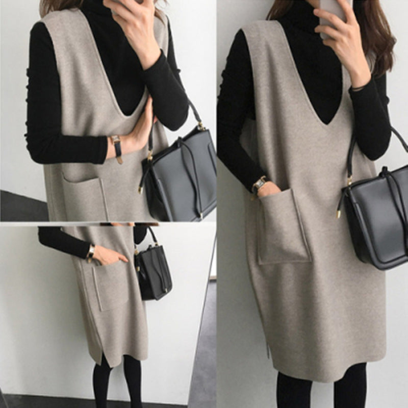 Brivanna | Mouwloze warme herfst-winterjurk voor dames – Laagjeskleding voor comfortabel dagelijks gebruik