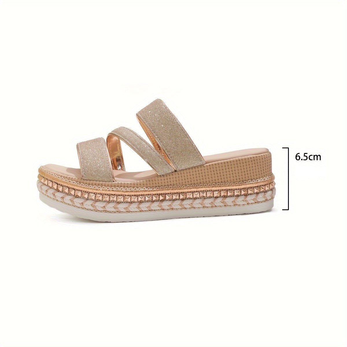 Shinelle | Dames Glitter Platform Slide Sandalen - Elegante Slip-On Wedge Schoenen
