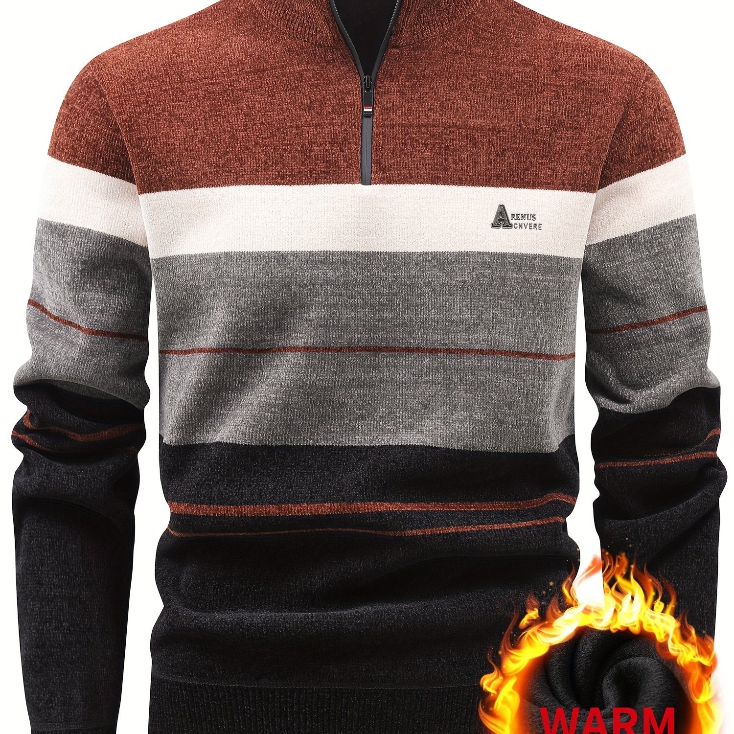 Peder | Herenpullover met fleecevoering – Comfortabele herfst-/wintertrui met kwartritssluiting