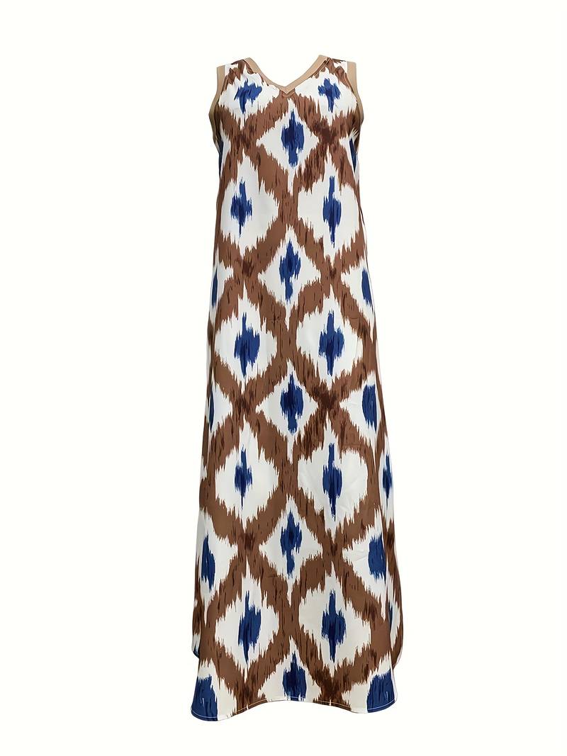 Rhosyn | Mouwloze Boho maxi-jurk voor dames - Bedrukte zomerstrandjurk, Casual Flowy Fit