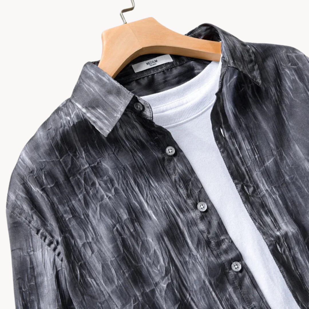 Barron | Knoopshirt met Tie-Dye lange mouwen voor heren - Vrijetijdshirt voor heren