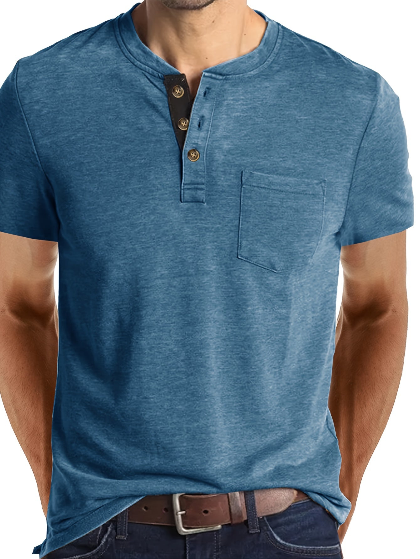 Ewald | Klassiek Henley Overhemd voor heren - Korte Mouwen, Trendy & Comfortabel voor Dagelijks Dragen