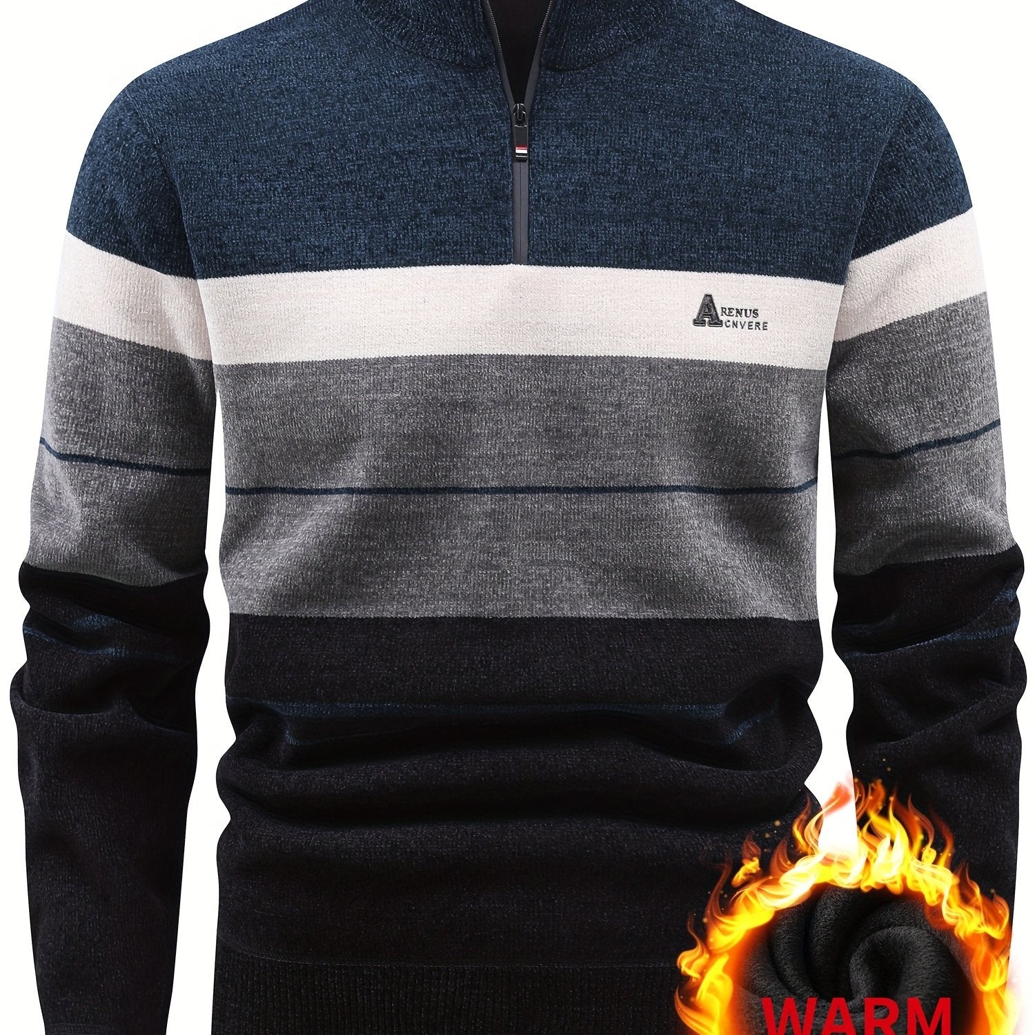 Peder | Herenpullover met fleecevoering – Comfortabele herfst-/wintertrui met kwartritssluiting